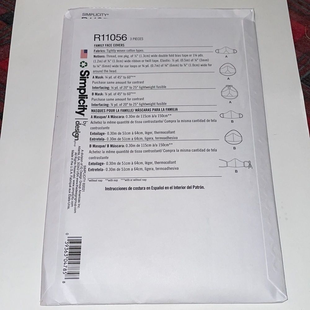 Simplicity face mask sewing pattern - Picture 2 of 4